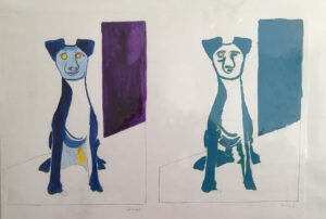 Dogs In Blue and Purple (Hunde in Blau und Violett)_Berthold Schwanzer